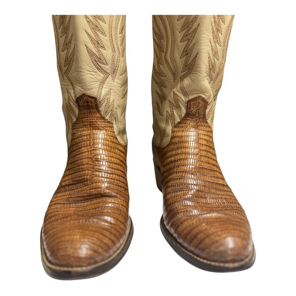 Dan Post Lizard Boots Brown and Beige Size 10.5 D Exotic Western Boots - Picture 3 of 13